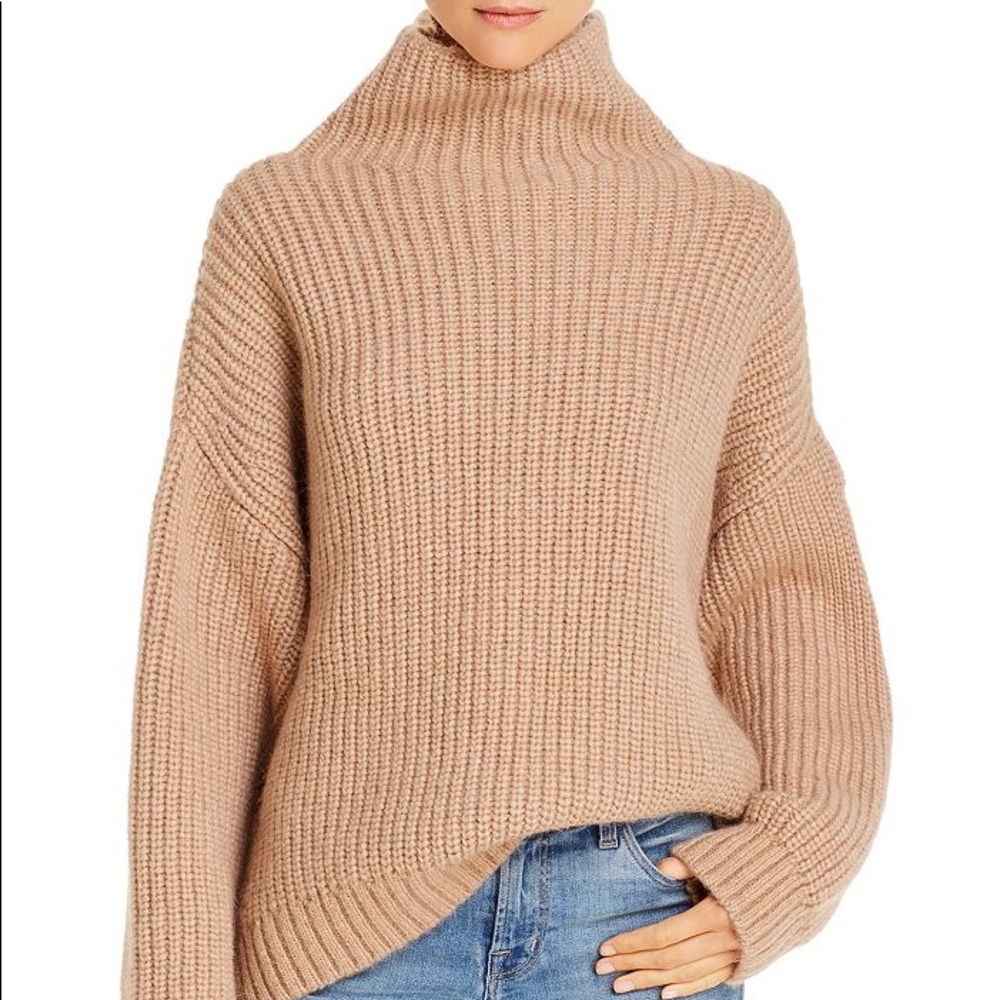 ANINE BING SYDNEY SWEATER - CAMEL and silk mask